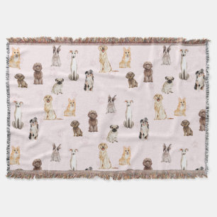 HundWelpe Wasserfarbe Hunde süß rosa Decke
