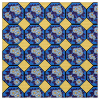 Hungarian Art Deco Royal Blue and Yellow Stoff