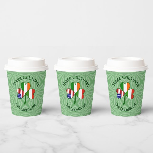 Hungarian Irish USA Shamrock Personalized Text Pappbecher (Multi)