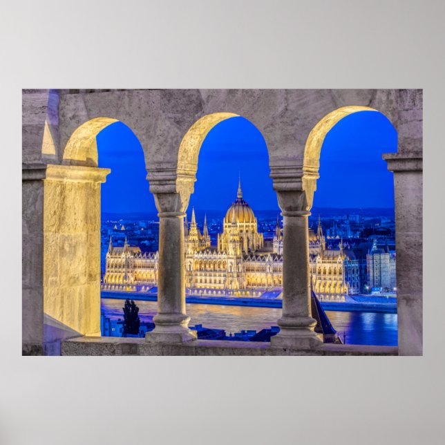 Hungarian Parliament Building at Dusk Poster (Vorne)