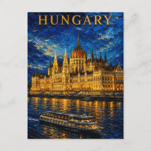 Hungary: Night Glow Budapest Art Souvenir Postkarte