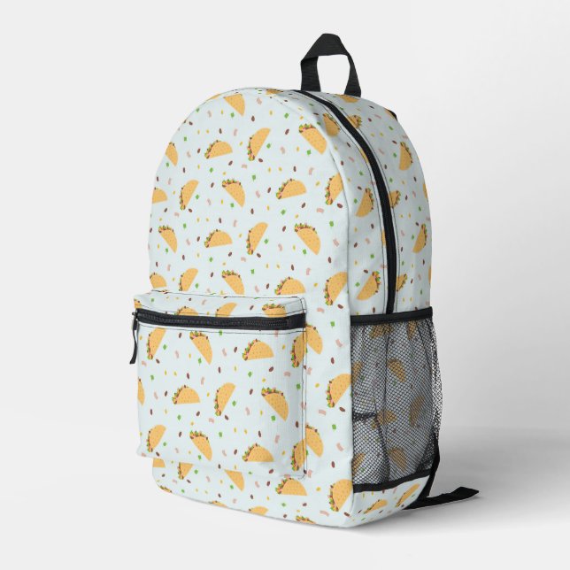 Hunger nach dem Muster von Tacos Bedruckter Rucksack (Rückseitige Ecke Rechts)