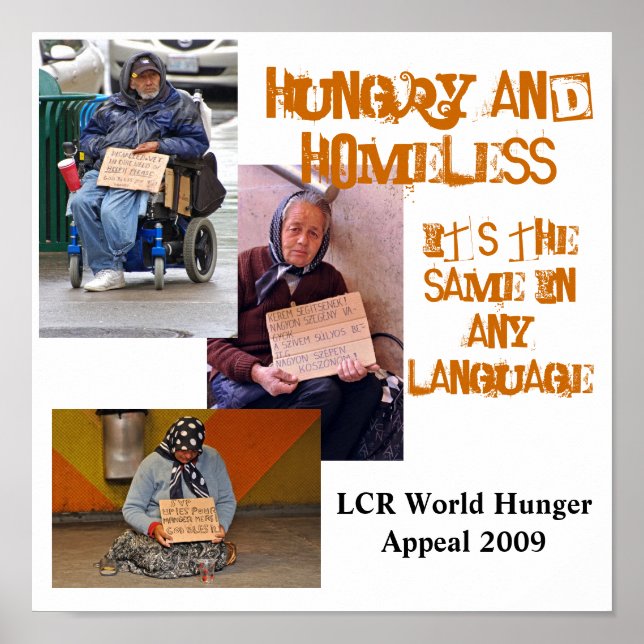 Hunger und Obdachlose Poster (Vorne)