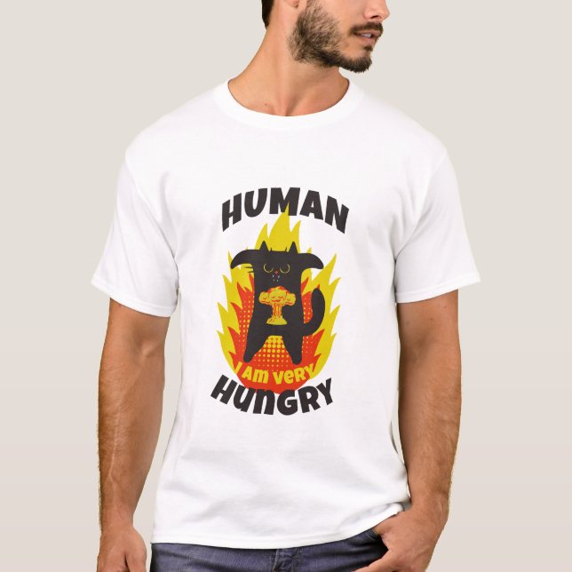 Hunger und wütende Katze. Angeriebte Katze. Funny  T-Shirt (Vorderseite)