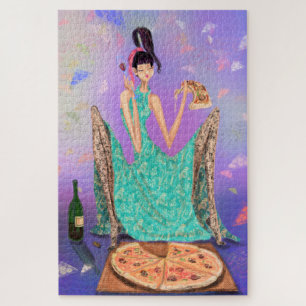 Hungerfestungen Pizza und Drink Wein - Funny Girl