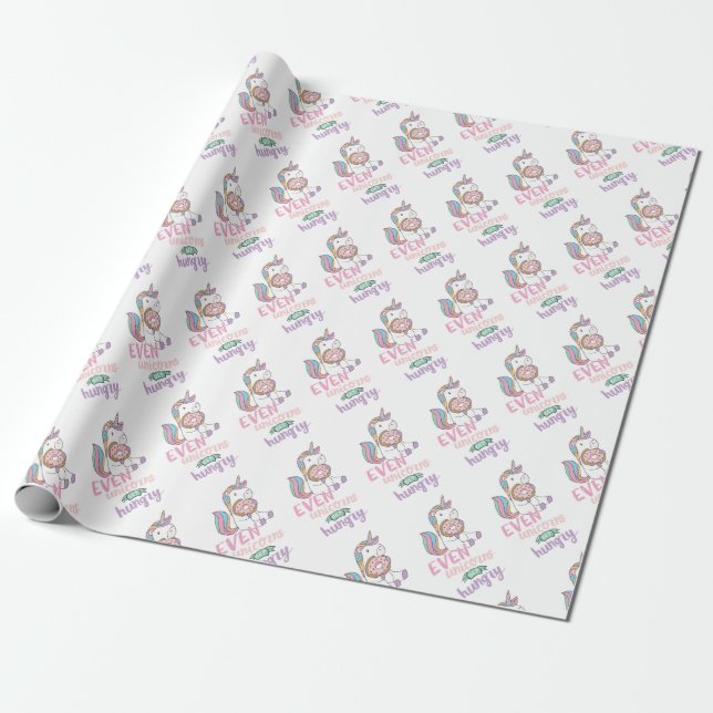 Hungerfestungen Unicorns Niedliche Kunst, Dichtung Geschenkpapier (Ungerollt)