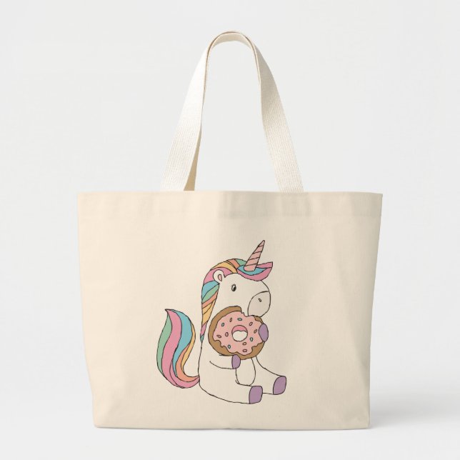 Hungerfestungen Unicorns Niedliche Kunst, Dichtung Jumbo Stoffbeutel (Vorne)