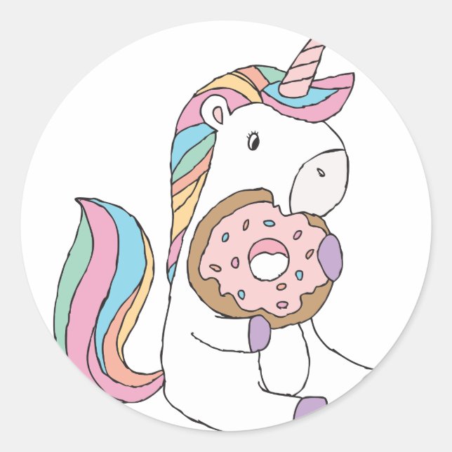 Hungerfestungen Unicorns Niedliche Kunst, Dichtung Runder Aufkleber (Vorderseite)