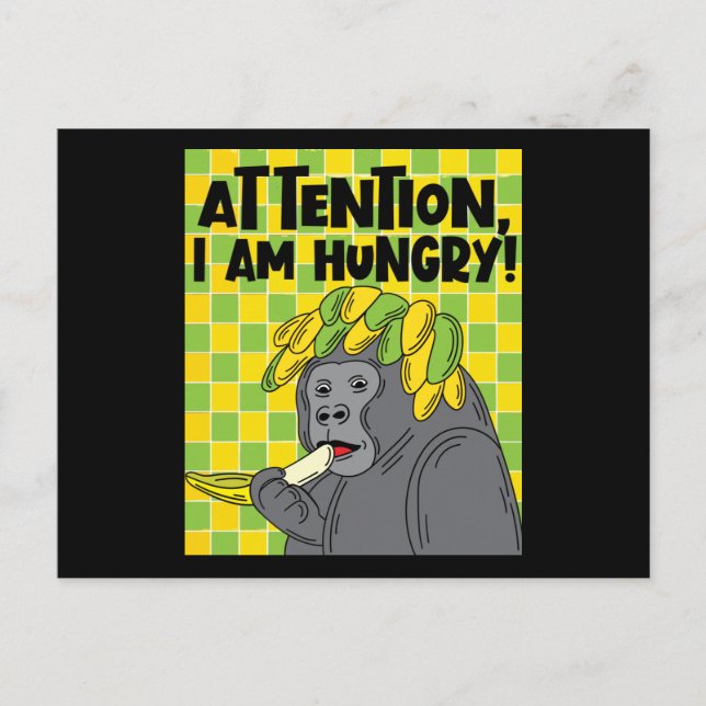 Hungernder Gorilla mit Sprichwort Postkarte (Vorderseite)