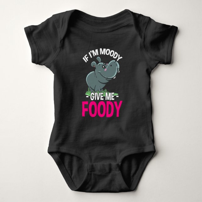 Hungersnot Hippo Moody Frauennahrung Baby Strampler (Vorderseite)