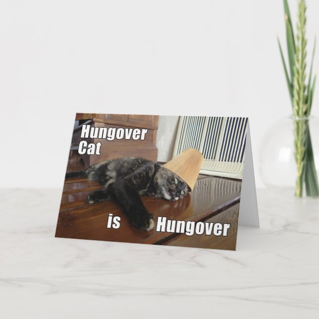 Hungover Tortoiseshell Cat Grußkarte Karte (Vorderseite)