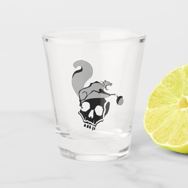Hungrig Flying Gray Death Eichirrel Schnapsglas (Vorderseite)
