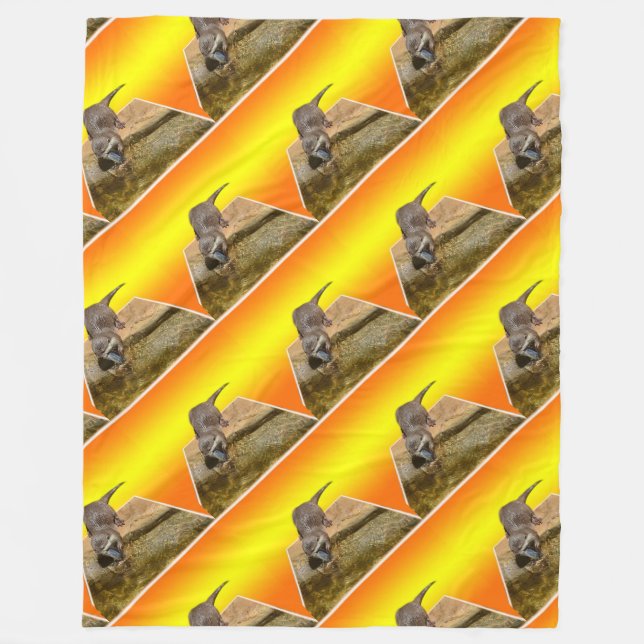 Hungrig Otter isst Fisch, große Fleeceblanket. Fleecedecke (Vorderseite)