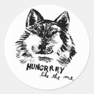 hungrig wie der Wolf Runder Aufkleber