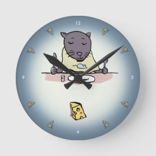 hungrige Katze Runde Wanduhr