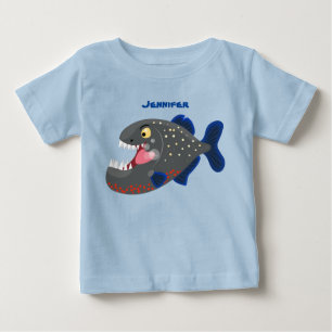 Hungrige lustige Piranha Cartoon Illustration Baby T-shirt