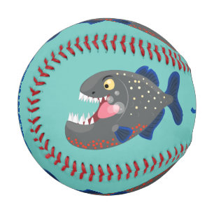 Hungrige lustige Piranha Cartoon Illustration Baseball