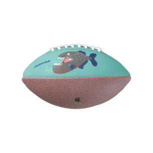 Hungrige lustige Piranha Cartoon Illustration Football