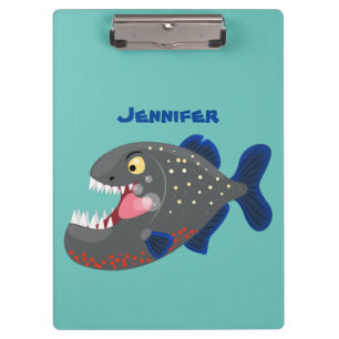 Hungrige lustige Piranha Cartoon Illustration Klemmbrett