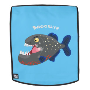 Hungrige lustige Piranha Cartoon Illustration Rucksack