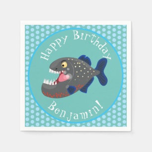 Hungrige lustige Piranha Cartoon Illustration Serviette