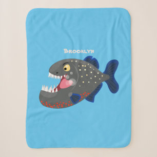 Hungrige lustige Piranha Cartoon Illustration Sherpadecke