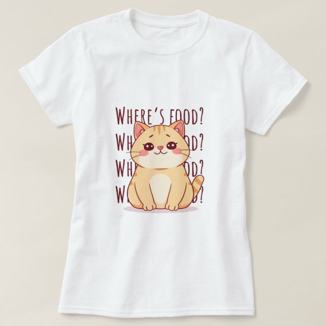 Hungrige rote Katze T-Shirt (Design vorne)