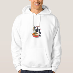 "Hungrige schwarze Katze mit Ramen" Hoodie