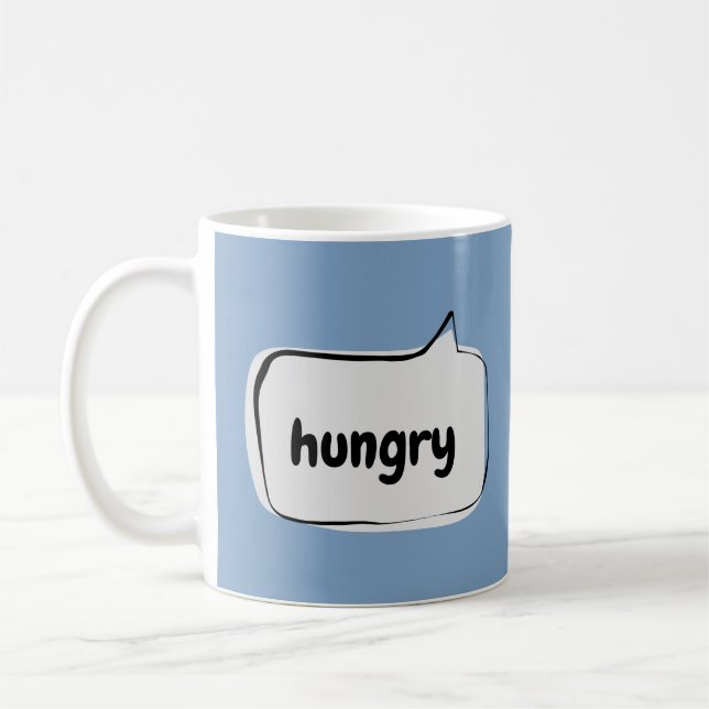 Hungrige Sprechblase Kaffeetasse (Links)