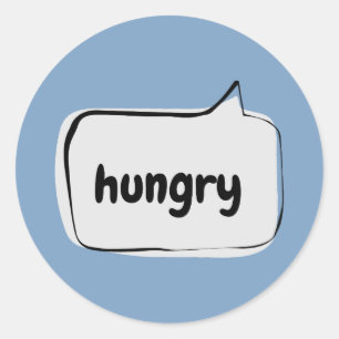 Hungrige Sprechblase Runder Aufkleber