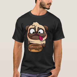 Hungriger Hund, Mops, Liebe, Essen, Donut, Niedlic T-Shirt
