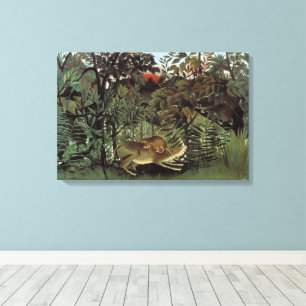 Hungriger Löwe von Henri Rousseau, Vintage Wildtie Leinwanddruck