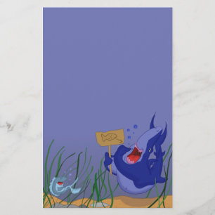 Hungriges blauer Haifisch-und Fisch-Briefpapier Briefpapier
