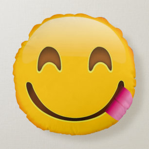 Hungriges Emoji Rundes Kissen