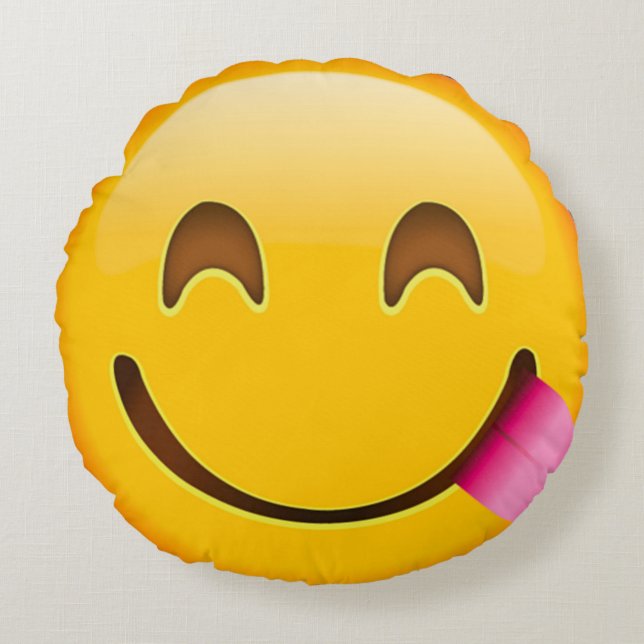 Hungriges Emoji Rundes Kissen (Vorderseite)