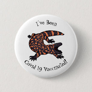 Hungriges Goldmonster-Eidechsen-Cartoon Button