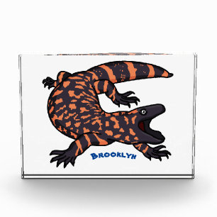 Hungriges Goldmonster-Eidechsen-Cartoon Fotoblock