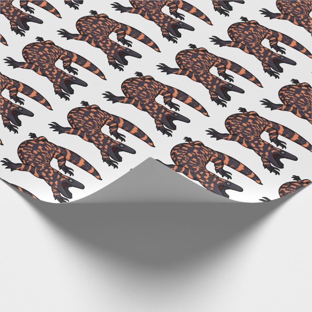 Hungriges Goldmonster-Eidechsen-Cartoon Geschenkpapier (Ecke)