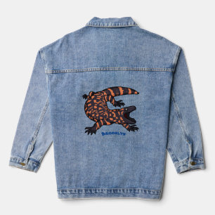 Hungriges Goldmonster-Eidechsen-Cartoon Jeansjacke