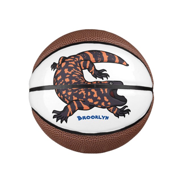 Hungriges Goldmonster-Eidechsen-Cartoon Mini Basketball (Vorderseite)