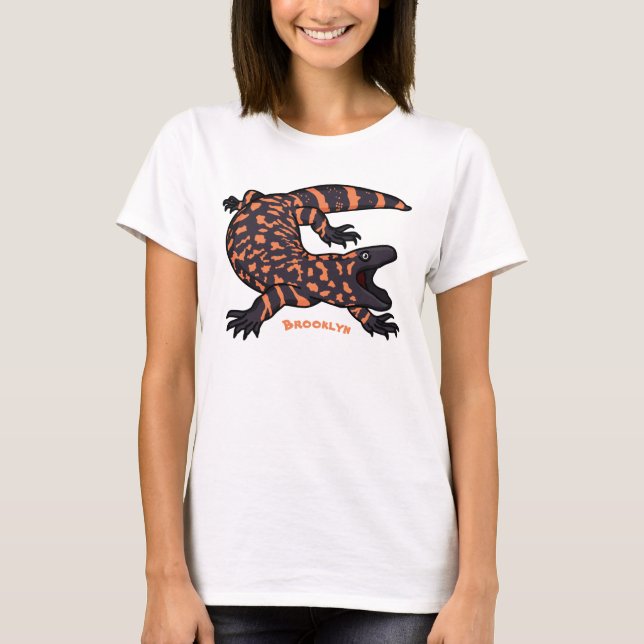 Hungriges Goldmonster-Eidechsen-Cartoon T-Shirt (Vorderseite)