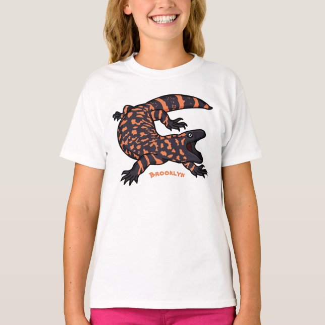 Hungriges Goldmonster-Eidechsen-Cartoon T-Shirt (Vorderseite)