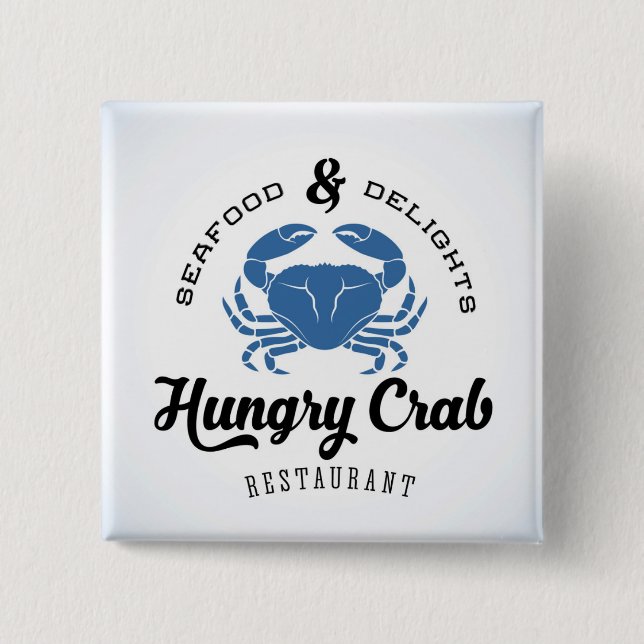 Hungriges Krabben-Restaurant-Plakat Button (Vorderseite)
