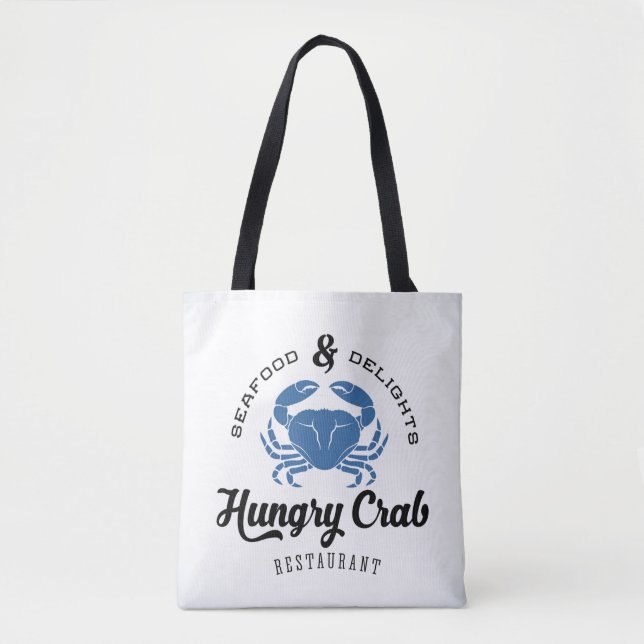 Hungriges Krabben-Restaurant-Plakat Tasche (Vorderseite)