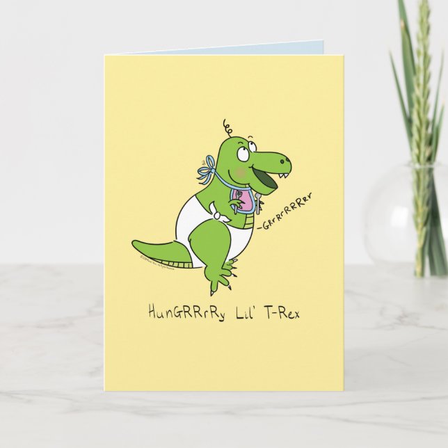 Hungry Baby Dinosaur T Rex Funny Grußkarte Karte (Vorderseite)