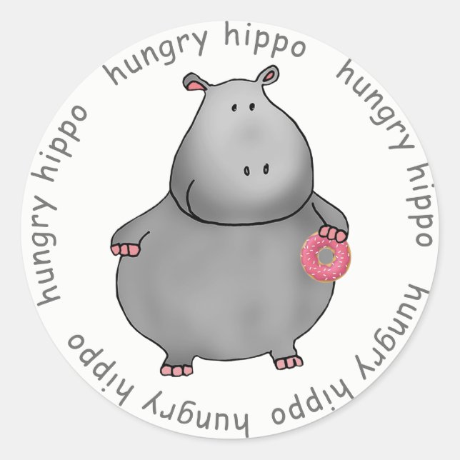 Hungry Hippo Runder Aufkleber (Vorderseite)