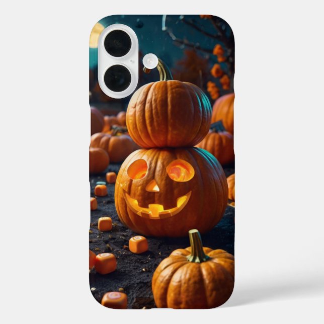 Hungry Pumpkin iPhone 16 Hülle (Rückseite)