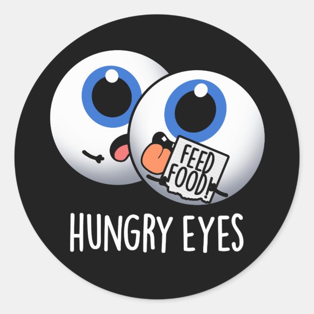 Hunguy Funny Eyeball Pun Dark BG Runder Aufkleber (Vorderseite)