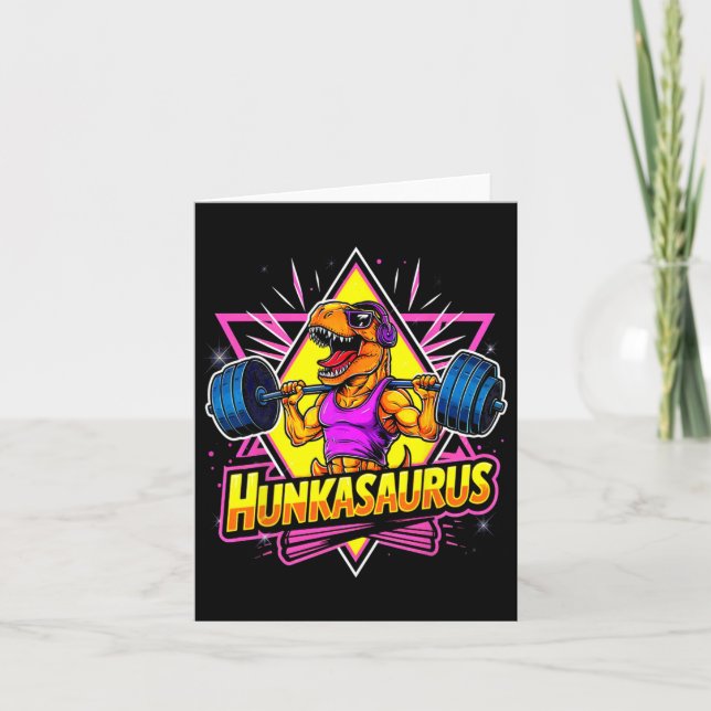Hunkasaurus Gym Workout T-rex Powerlift Bodybui Karte (Vorderseite)