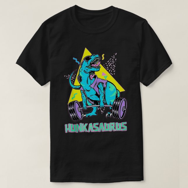 Hunkasaurus Weightlift Bodybuilding Gym Workout T-Shirt (Design vorne)